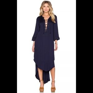 NWT FAITHFUL THE BRAND navy lace up maxi dress M